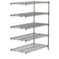 Metro Super Erecta Adjustable 5-Tier Stationary Add-On Wire Shelving Unit, Chrome