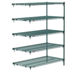 Metro Super Erecta Adjustable 5-Tier Stationary Add-On Wire Shelving Unit, Metroseal 3 Epoxy