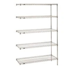 Metro Super Erecta 5-Tier Stationary Add-On Wire Shelving Unit, Chrome