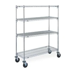Metro Super Erecta Adjustable 4-Tier Mobile Wire Shelving Unit With Polyurethane Casters, Chrome